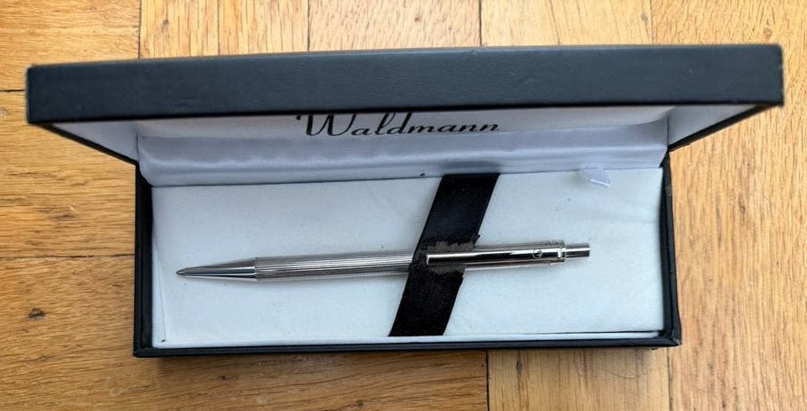 Waldman Eco Silver Lines  zilveren  balpen  gemerkt 925, Verzenden, Zo goed als nieuw