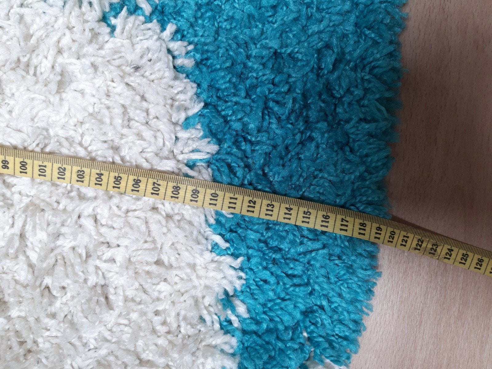 Rond vloerkleed voetbal wit turquoise, Gebruikt, Wit, Rond, Ophalen of Verzenden