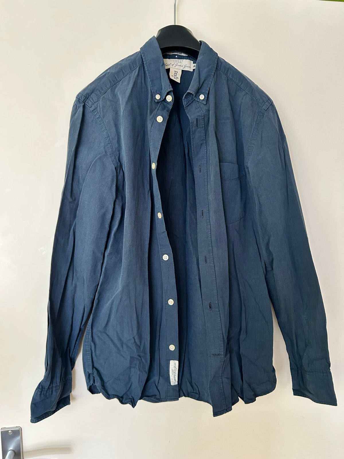 overhemd effen blauw H&M L.O.G.G. maat M, Kleding | Heren, Blauw, Zo goed als nieuw, H&M, Halswijdte 39/40 (M)