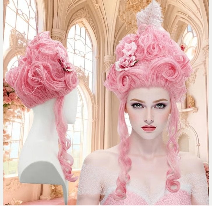 Koningin cosplay pruik met verenbloemen synthetisch, Ophalen of Verzenden, Nieuw