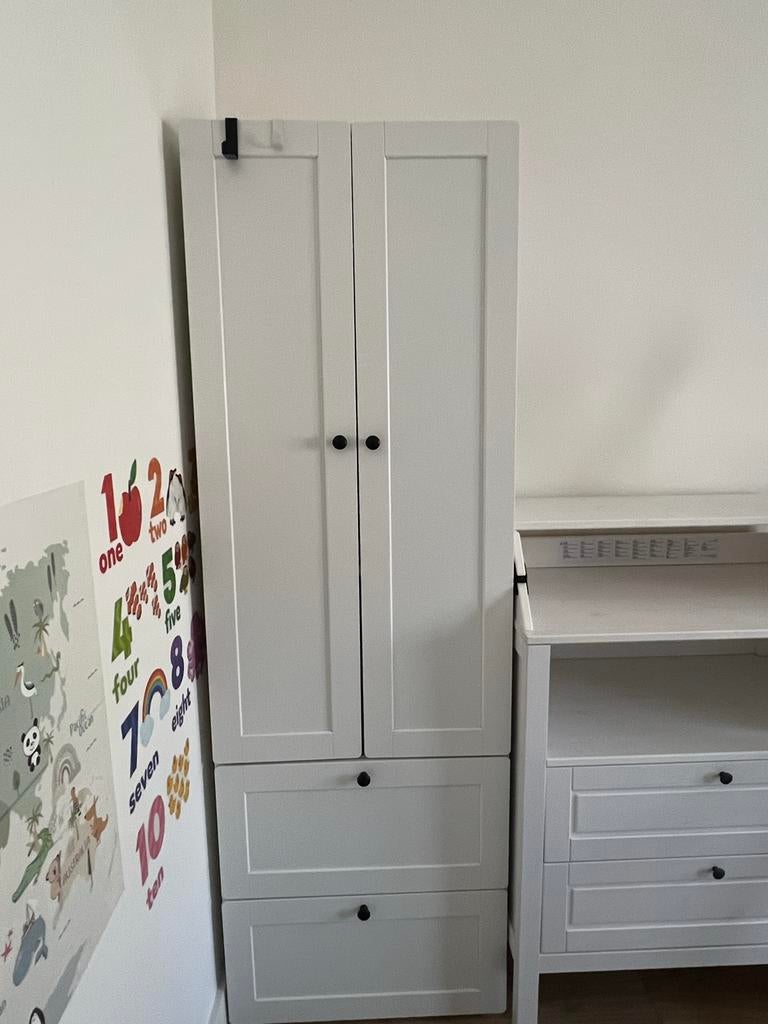 Witte commode met lades en opklapbaar blad, Ophalen, 50 tot 70 cm, Zo goed als nieuw, 75 tot 100 cm