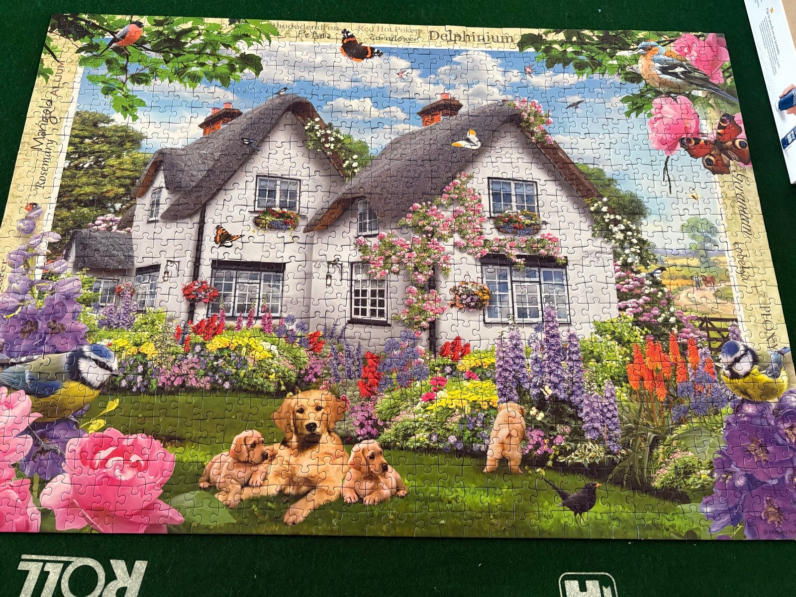 Ravensburger Legpuzzel Delphinium Cottage 1000 stukjes, Ophalen of Verzenden, 500 t/m 1500 stukjes, Zo goed als nieuw, Legpuzzel