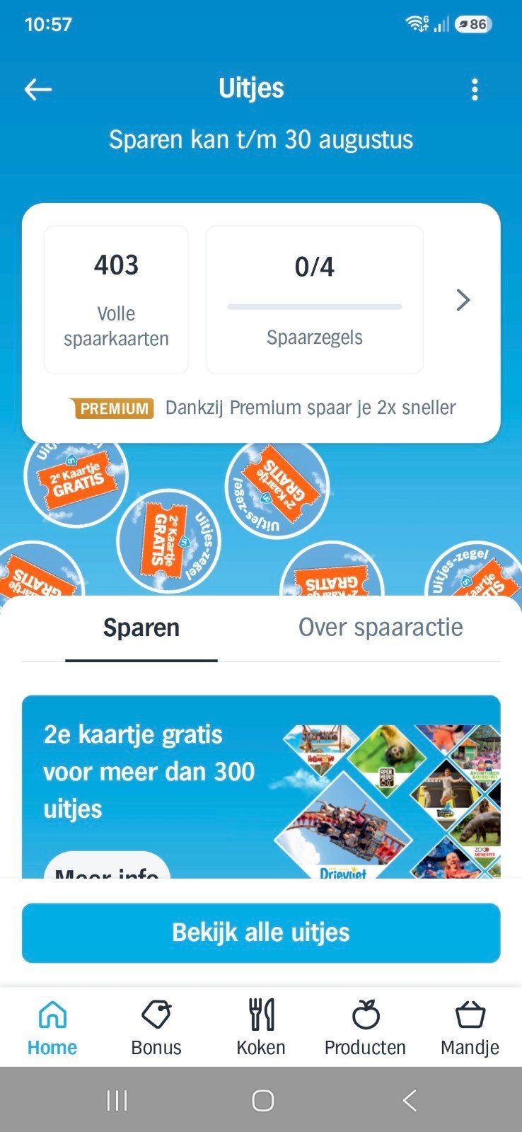 Ah dagjes uit zegels digitaal, Ophalen, Winkel, Super of Benzinepomp, Volle spaarkaart