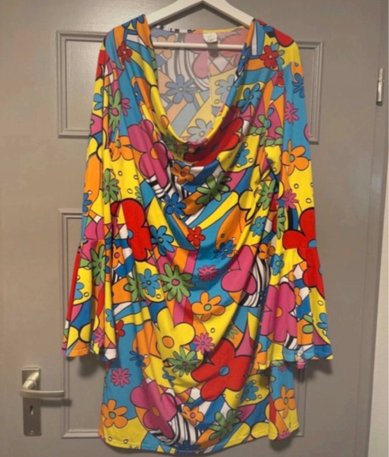 Kleurrijke Hippie Jurk Jaren 70 Stijl XXL, Meerkleurig, Maat 46/48 (XL) of groter, Ophalen of Verzenden, Zo goed als nieuw