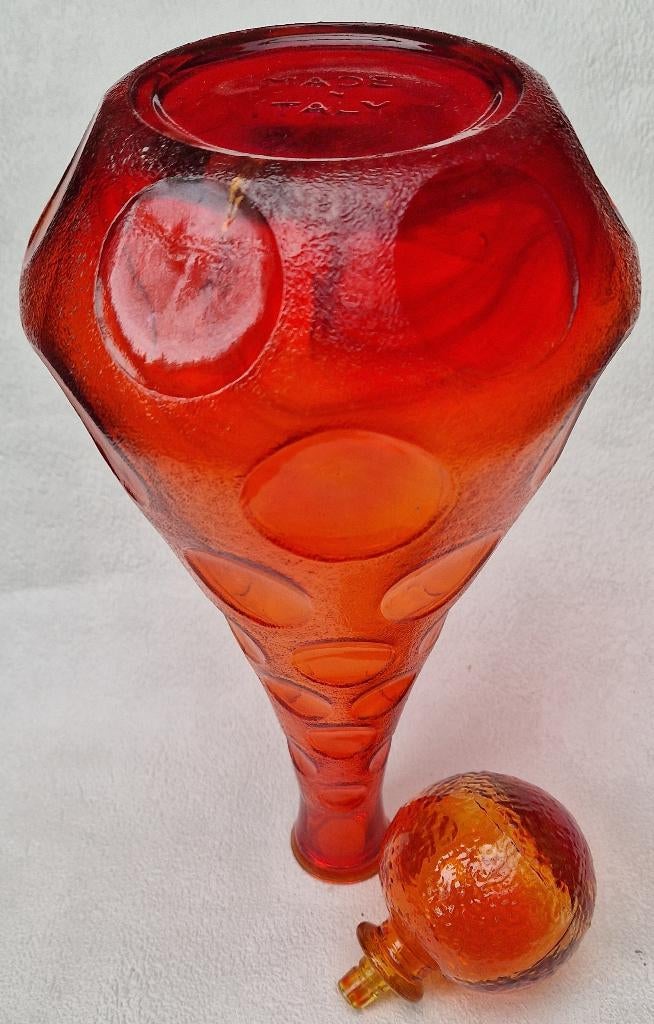 Schitterende karaf EMPOLI made in Italy in tangerine orange, Ophalen of Verzenden