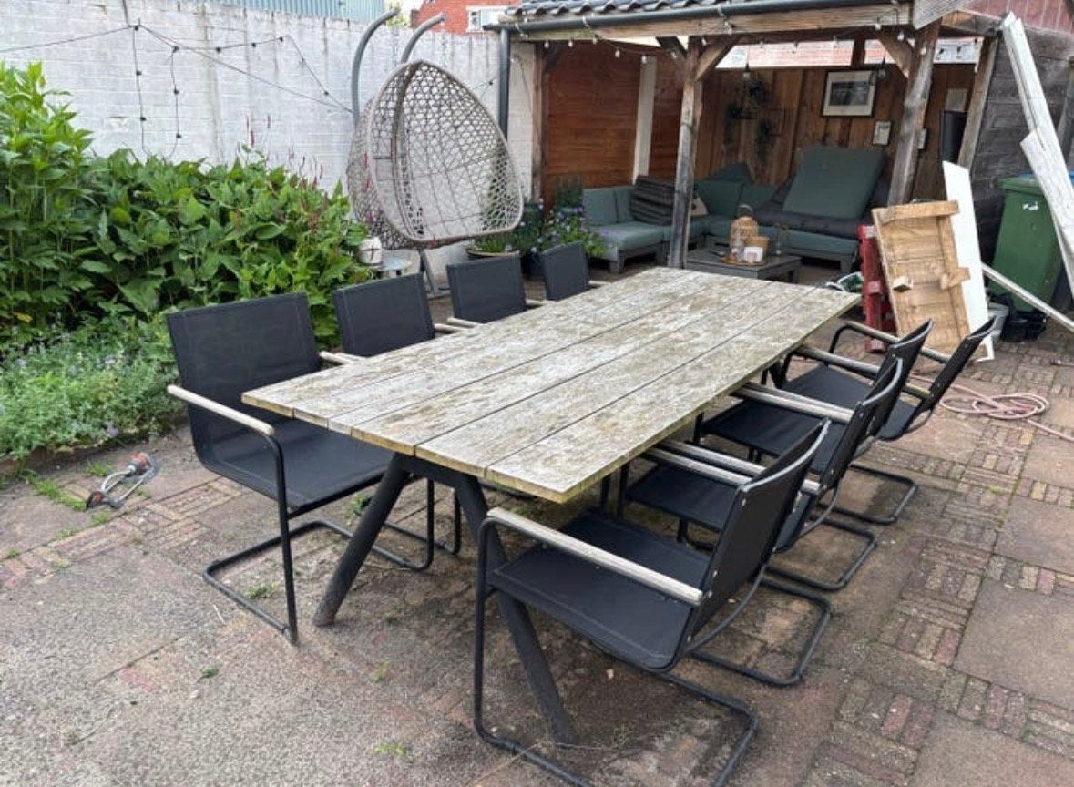 8-persoons tuinset met stapelbare stoelen, Tuin en Terras, Tuinsets en Loungesets, Ophalen, Gebruikt, Eettafel, 8 zitplaatsen