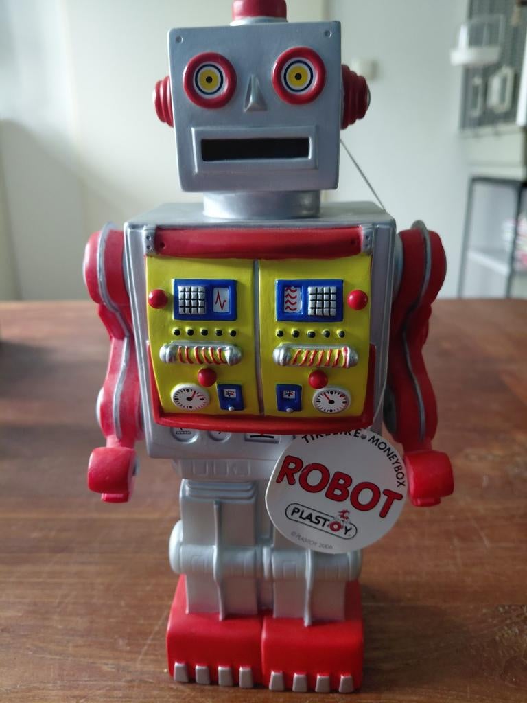Plastoy Robot Spaarpot - Vintage Look, Kinderen en Baby's, Speelgoed | Overig, Zo goed als nieuw, Jongen of Meisje, Ophalen of Verzenden