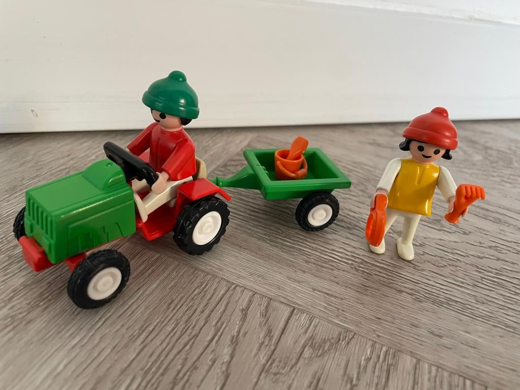 Playmobil vintage, kinderen met tractor, skelter, driewieler, Kinderen en Baby's, Ophalen of Verzenden, Gebruikt