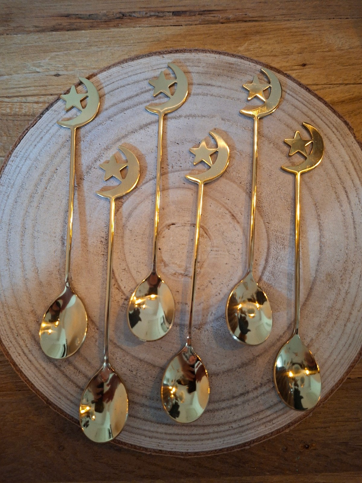 Oosterse Koffielepeltjes Maan Ster - 6 Stuks., ., Nieuw, Ophalen of Verzenden, .