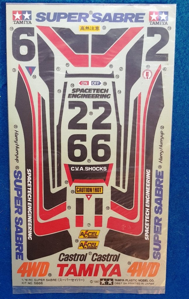 Vintage en origineel Tamiya Super Sabre Buggy Decal Sheet, Elektro, Verzenden, Nieuw, Schaal 1:10