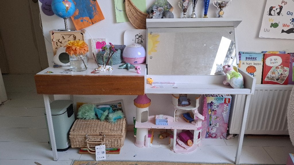 Vintage kaptafel/bureau, Gebruikt, 120 cm, Met lades, Kinderbureau