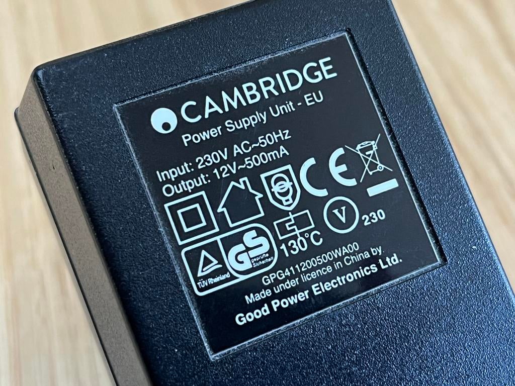 Cambridge Audio adapter 12V 500mA power supply, Ophalen of Verzenden, Zo goed als nieuw, Platenspeler-onderdeel, Overige merken