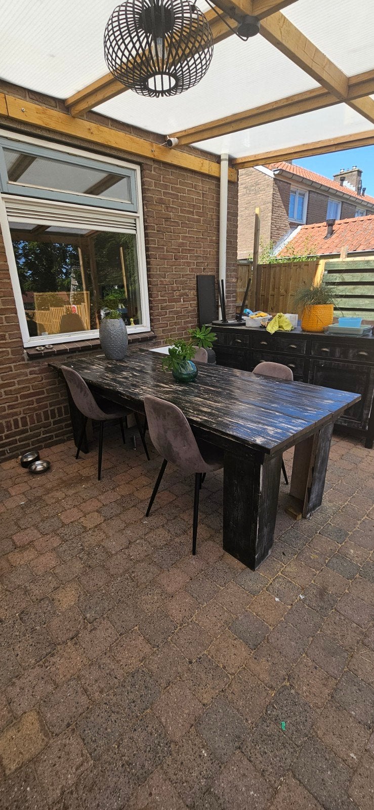 Steigerhouten tafel 100x200 - Zeer sterk en kwaliteit, Ophalen, Gebruikt, 100 tot 150 cm, Vijf personen of meer