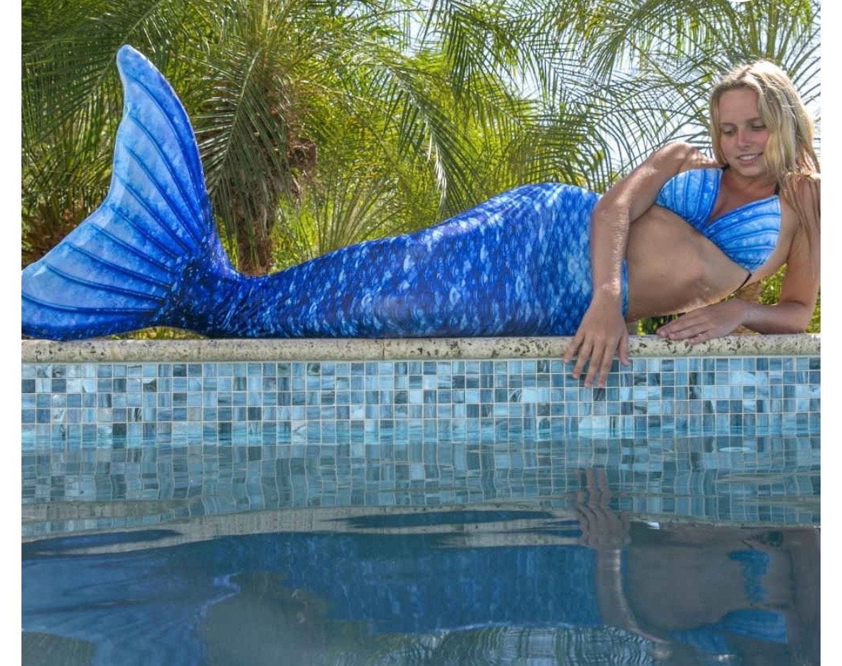 Zeemeermin staart maat L met monovin, Ophalen of Verzenden, Zo goed als nieuw, Blauw, Overige typen