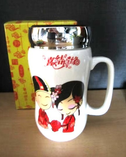 CHINESE BEKER MET DEKSEL NIEUW hoogte 14cm NIEUW!, Ophalen, Overige materialen, Nieuw, Overige stijlen
