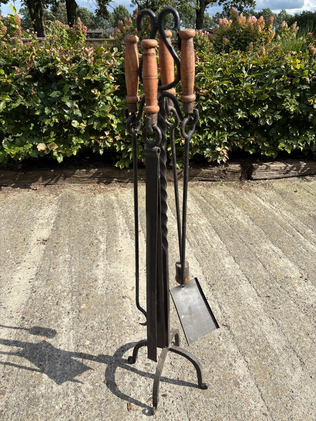 Robuuste Vintage Openhaardset - Zwart Metaal, Meer dan 1m Ho, Ophalen, Vintage, Metaal, Gebruikt