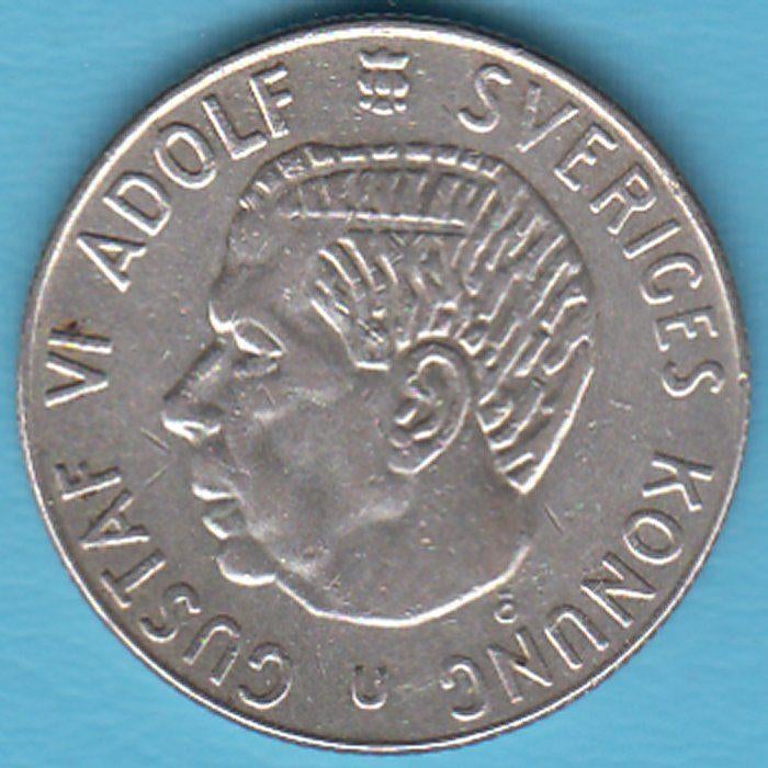 Zweden 1 Kroon 1963U Gustaf VI zilver, KM# 826 in munthouder, Ophalen of Verzenden, Overige landen, Losse munt, Zilver