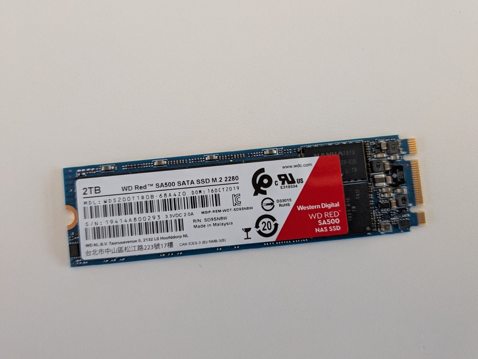 WD Red SA500 2TB SATA SSD M.2 2280, Computers en Software, Harde schijven, Zo goed als nieuw, Server, Intern, SSD, SATA, Ophalen of Verzenden