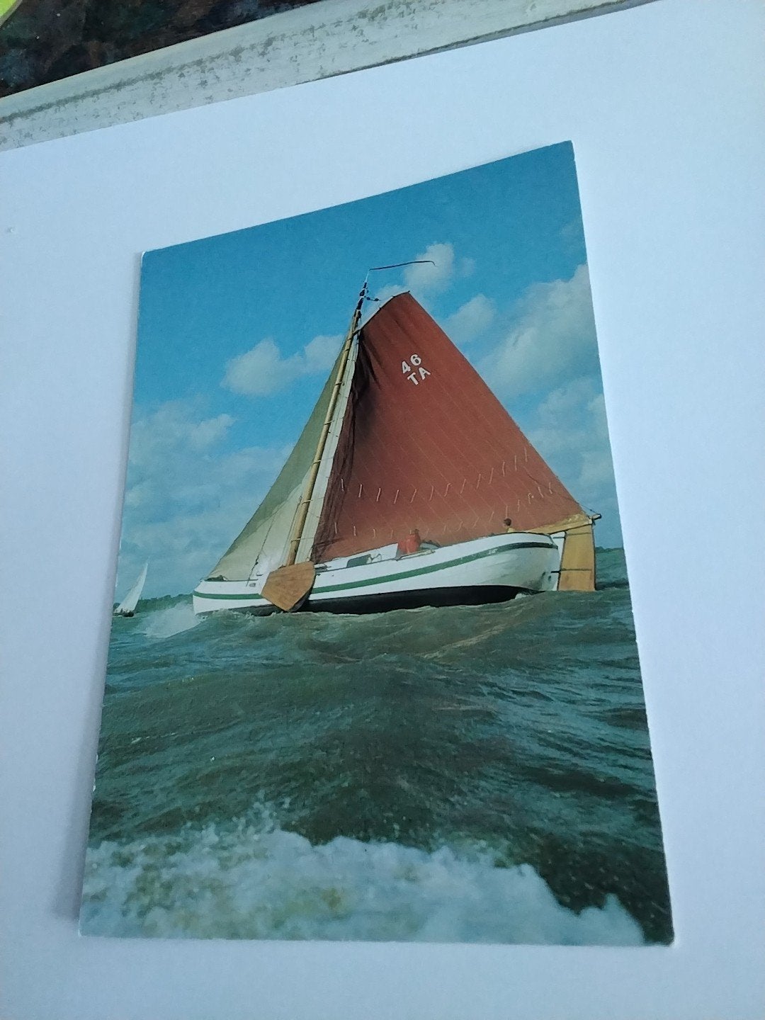 Oude ansichtkaart zeilboot Tjalk TA 46, Ophalen of Verzenden, 1960 tot 1980, Ongelopen