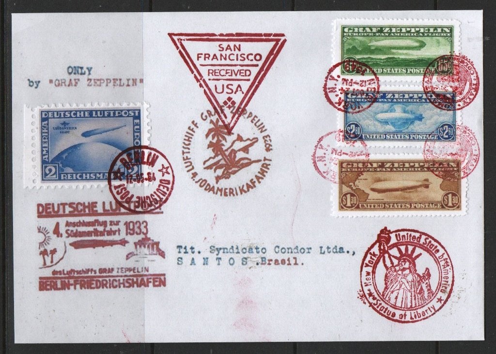 V46) brief in privé-uitgave ZEPPELIN USA, Verzenden, Gestempeld, Noord-Amerika