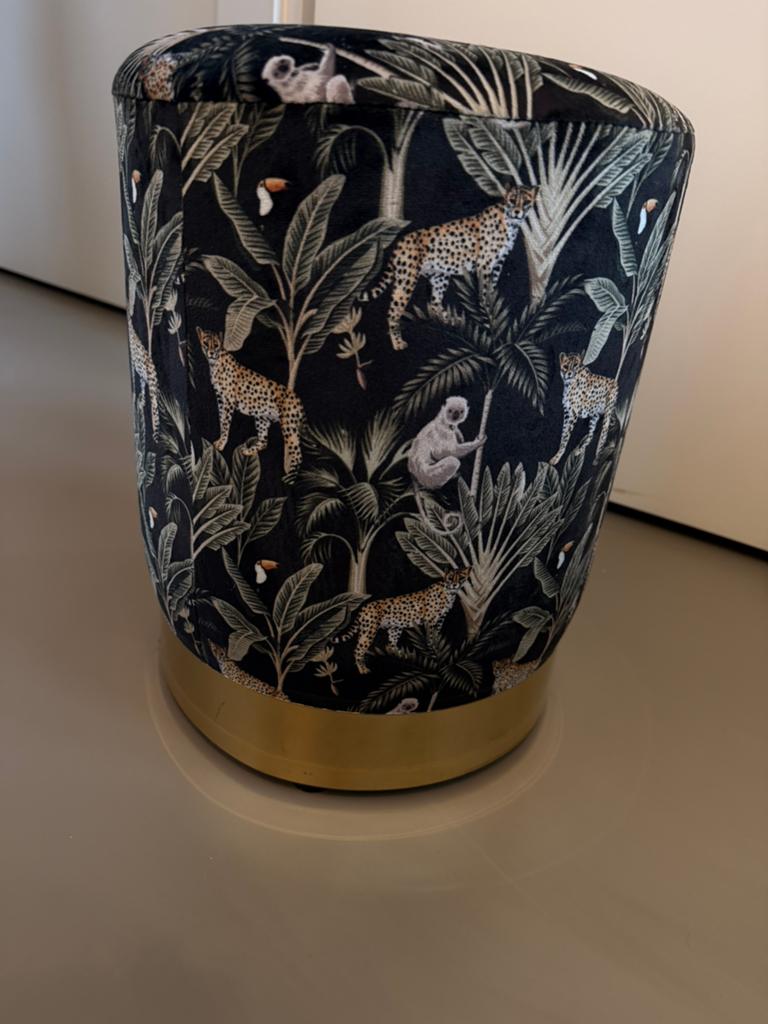 Poef tropische print, Huis en Inrichting, Banken | Voetenbanken en Poefen, Ophalen, Overige materialen, Minder dan 50 cm, Rond
