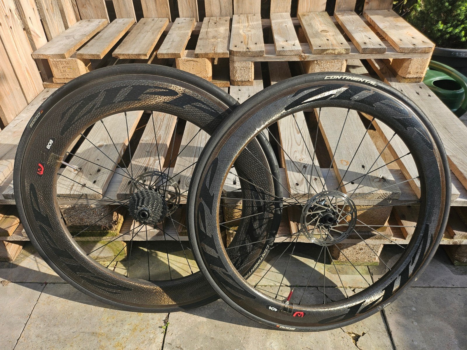Zipp 808/404 Firecrest Carbon Wielset met Continental 5000, Wiel, Zipp, Gebruikt, Ophalen of Verzenden