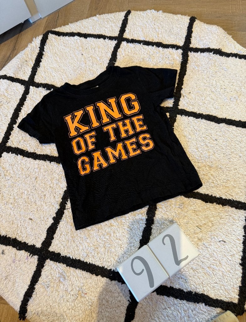 ZGAN zwart Zeeman King of the Games shirt top 92 Koningsdag, Zeeman, Ophalen of Verzenden, Zo goed als nieuw, Shirt of Longsleeve