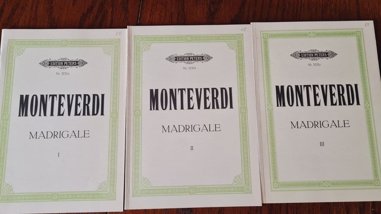 Monteverdi Madrigalen - 3 delen voor zang, Ophalen of Verzenden, Gebruikt, Zang