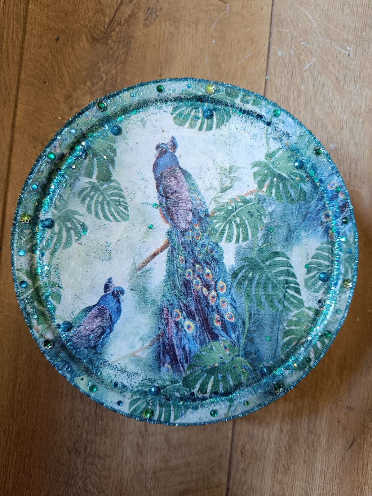 Pauwen - Koekjes trommel - Deco, Ophalen of Verzenden, Nieuw, Rechthoekig
