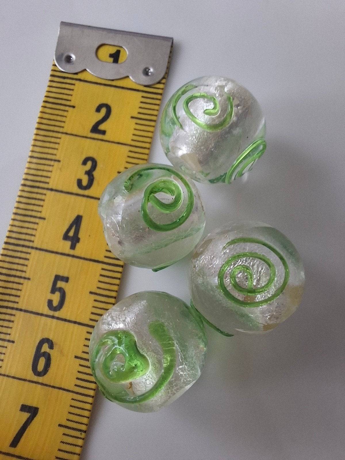 4 stuks lampwork glaskralen groen kralen, Kraal, -, -, Nieuw