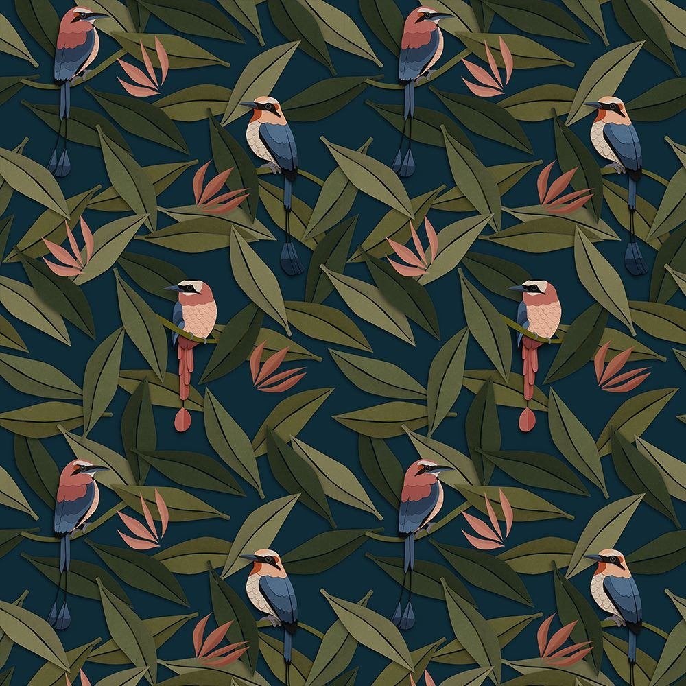 Kinderbehang Vogels Blauw Studio Ditte, Mail@studioditte.nl, Baronielaan 252 4837 BH Breda, Nieuw, Studio Ditte