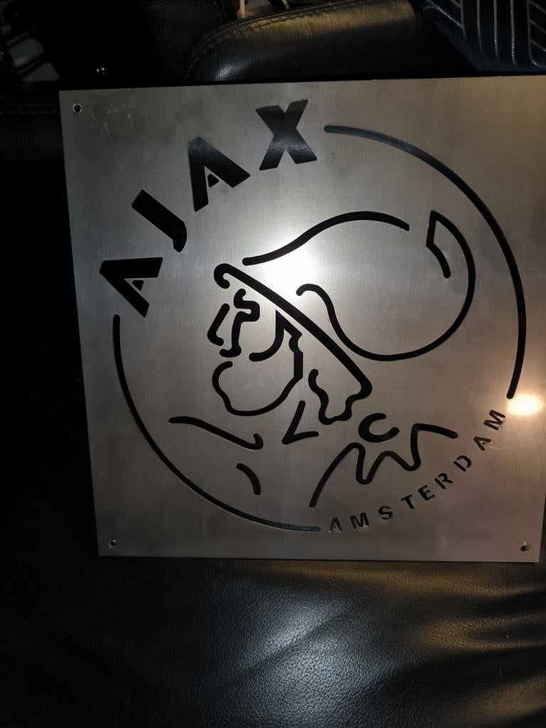 RVS plaat Ajax logo - Uniek decoratiestuk, Ophalen of Verzenden