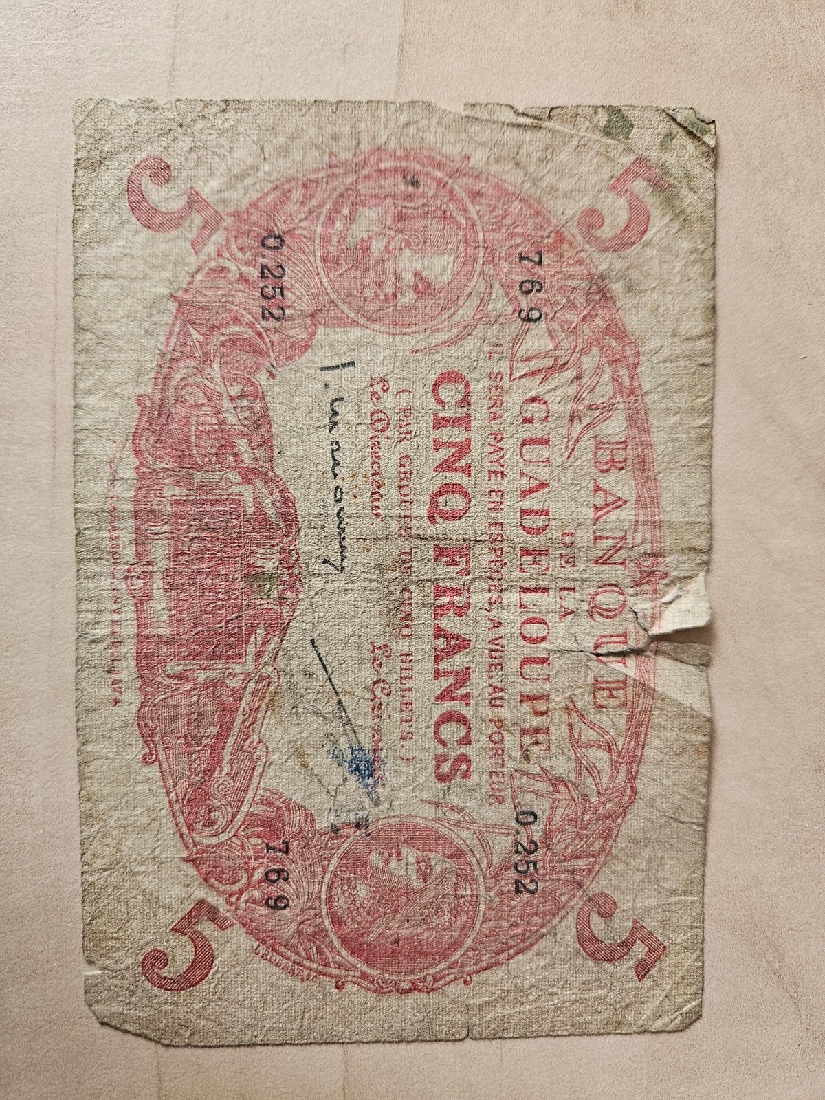 Oud biljet Guadeloupe, Ophalen of Verzenden