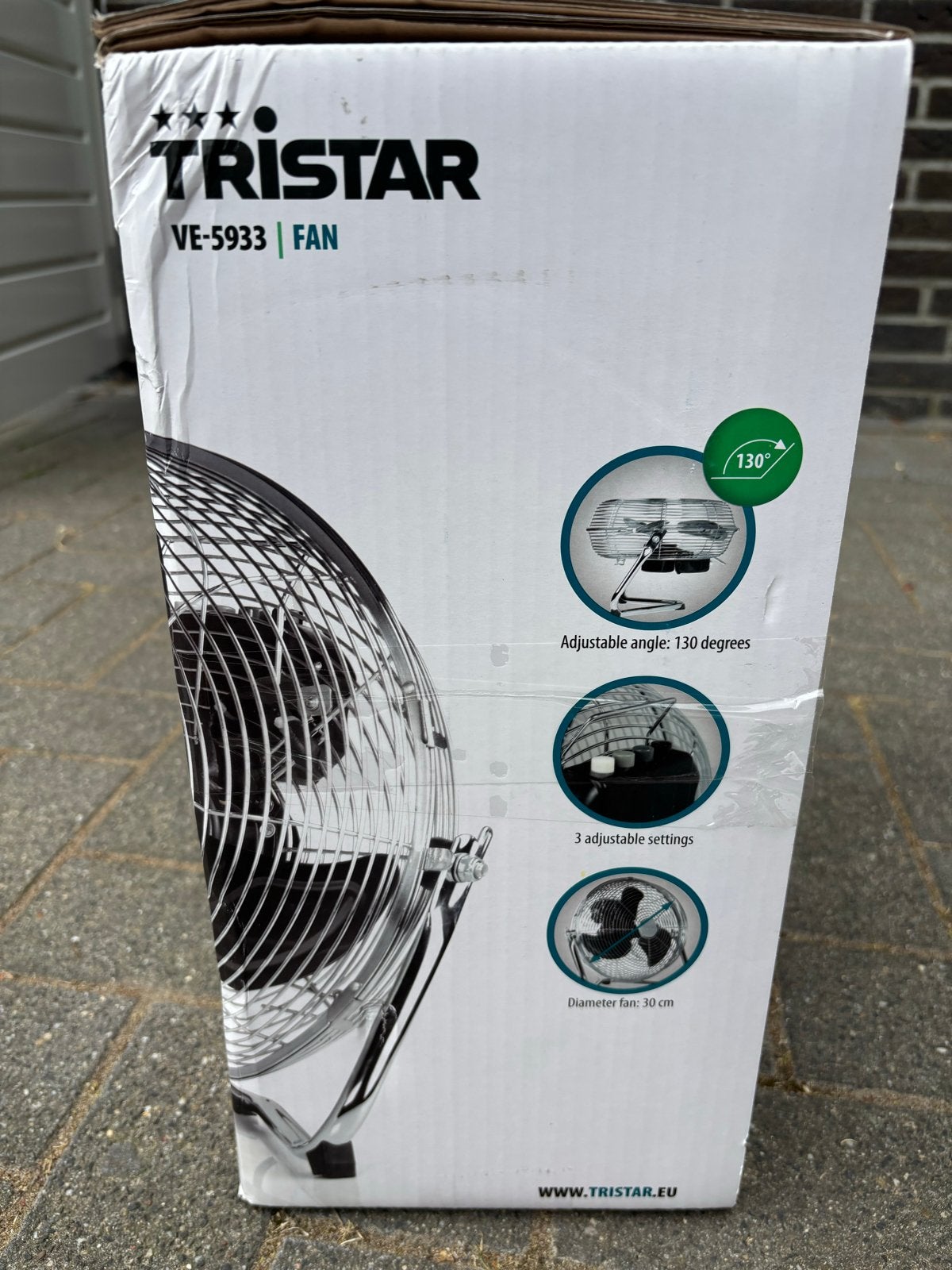 Tristar VE-5933 Vloerventilator - 30 cm - 55W, Ophalen of Verzenden, Nieuw, Vloerventilator