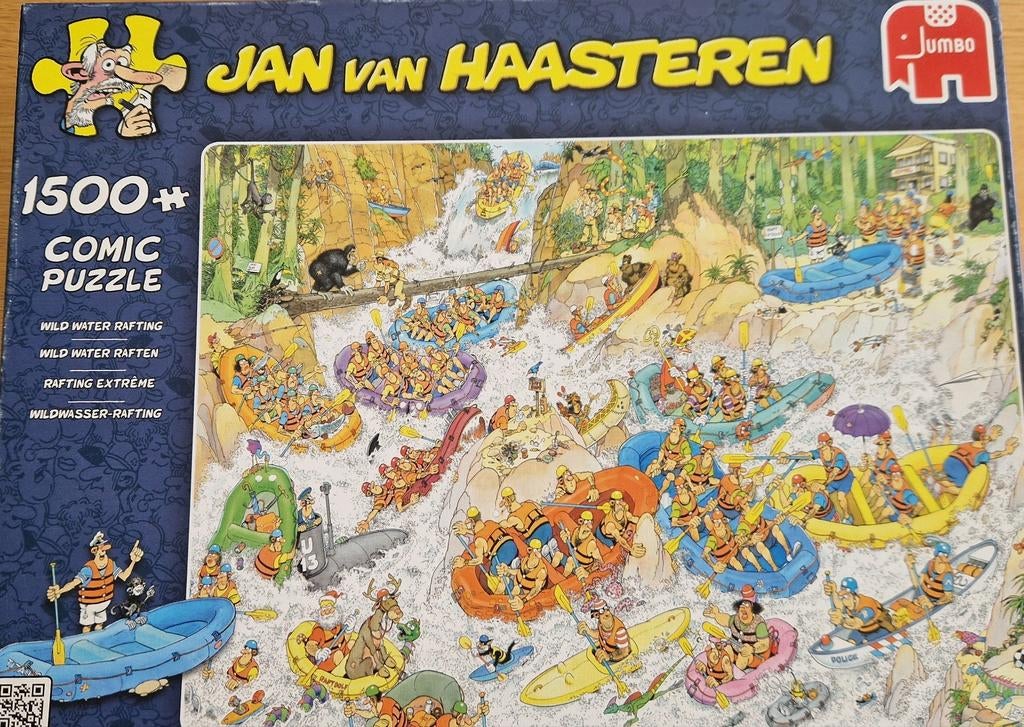 Jan van Haasteren Wild Water Rafting 1500 stukjes Puzzel, Hobby en Vrije tijd, Denksport en Puzzels, Zo goed als nieuw, Legpuzzel
