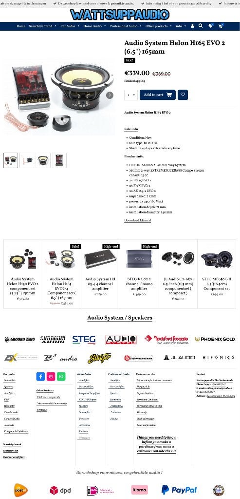Audio System Helon H165 EVO 2(6.5'')165mm Composet/speakers, Info@optimount.nl, Nieuw, Ophalen of Verzenden, Anholtseweg 48A 7091 HB DINXPERLO