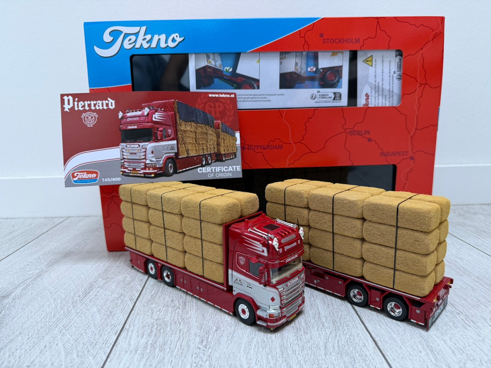 Tekno Scania Mod 119147Gb+ / Pierrard Transports 1:50 NIEUW, Hobby en Vrije tijd, Ophalen of Verzenden, Nieuw, Bus of Vrachtwagen