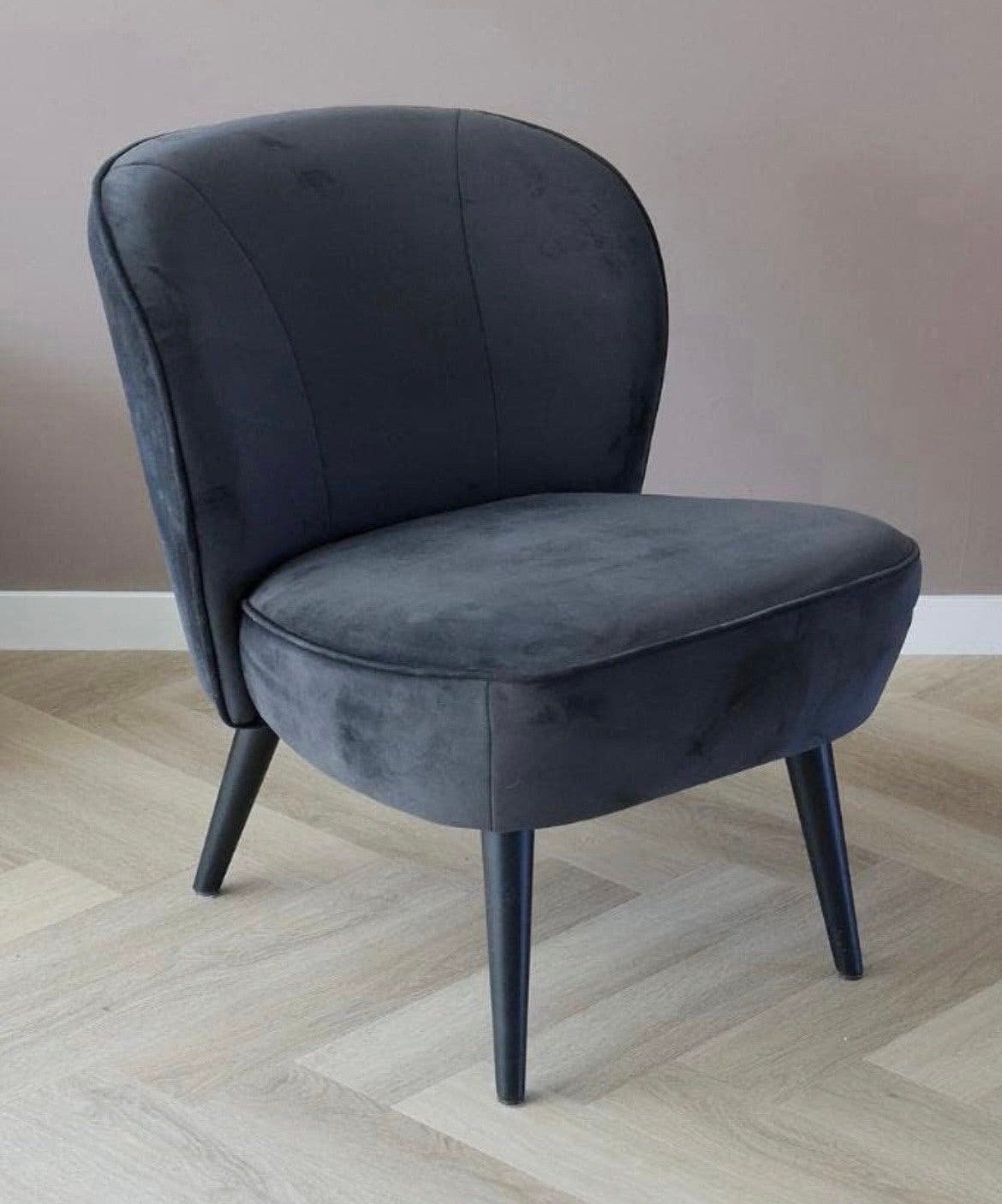 ZGAN -WOOOD Sara relax fauteuil zwart-antraciet velvet stof, Ophalen of Verzenden, Zo goed als nieuw, Zwart, Eén