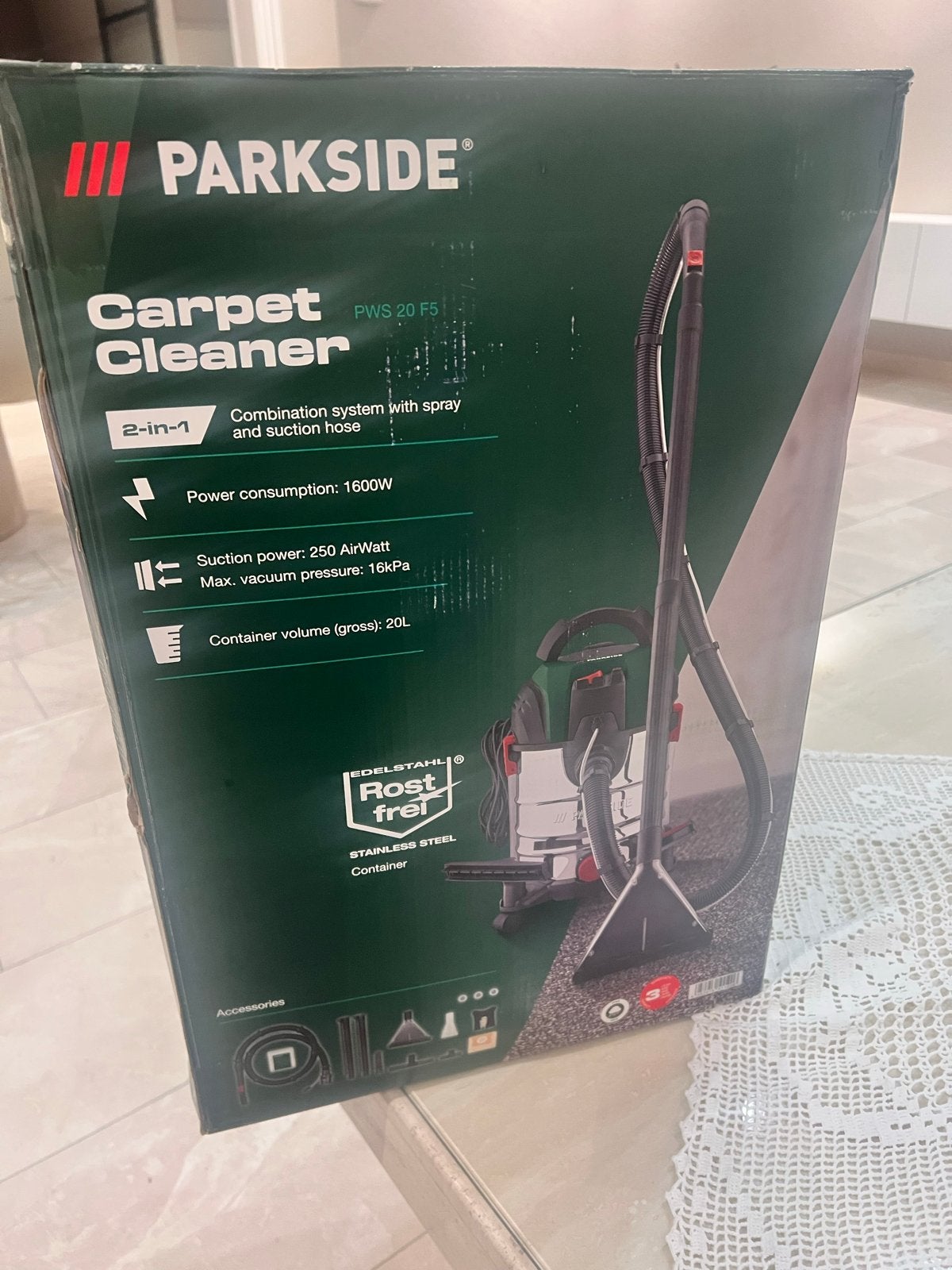Parkside PWS 20 F5 Tapijtreiniger 2-in-1, Combi-reiniger, Overige merken, Nieuw, Ophalen of Verzenden