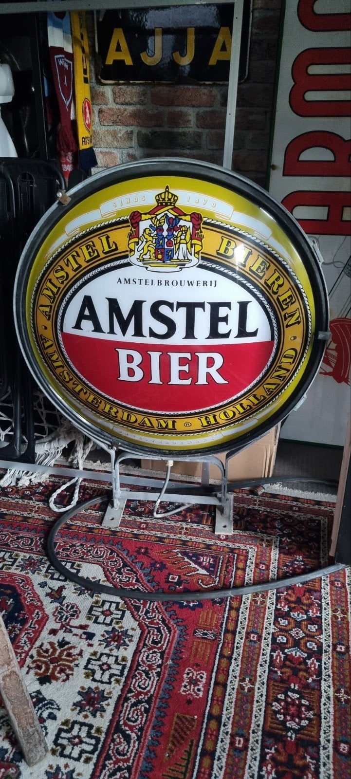 amstel bier brouwerij reclamebord bord mancave bar lichtbak, Ophalen of Verzenden, Gebruikt, Reclamebord, Plaat of Schild, Amstel