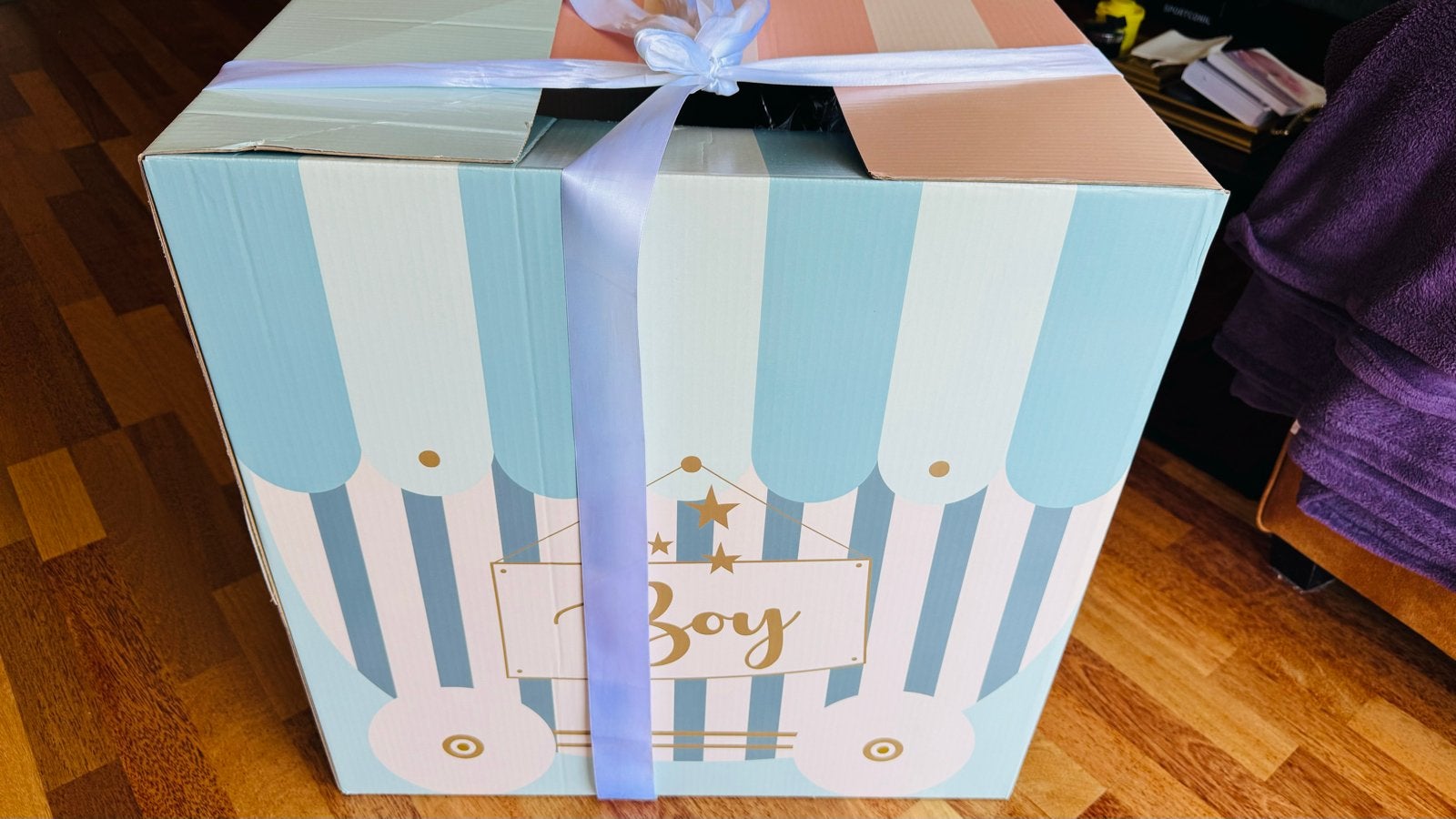 Gender Reveal Box voor Helium Ballonnen met Lint, Ophalen of Verzenden, Zo goed als nieuw, Feestartikel, Geboorte of Huwelijk