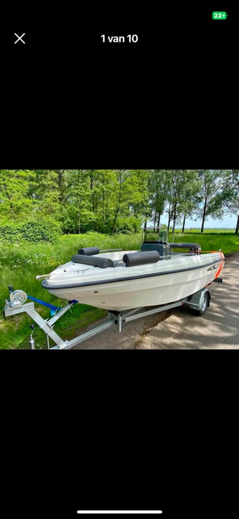 Karel 450 open, VAARBEWIJSVRIJ, Watersport en Boten, Speedboten, Ophalen, 1.90 meter, Buitenboordmotor, Elektrische start