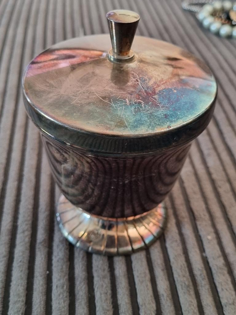 Vintage verzilverde theepot van D.E, Gebruikt, Zilver, Ophalen of Verzenden, Metaal