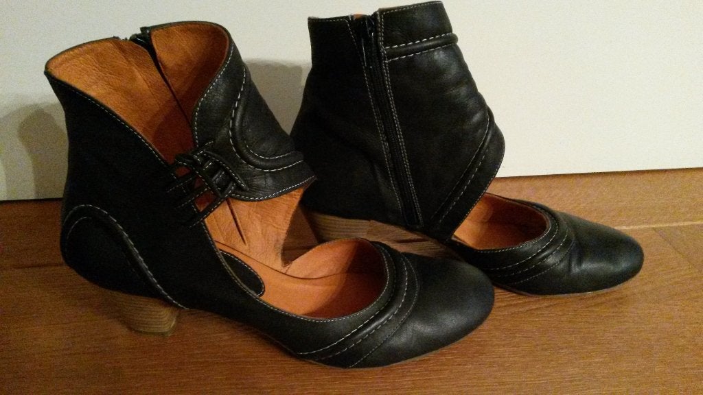 Zwart leren halfhoge schoenen, Van Dalen, maat 39, Pumps, Zwart, Ophalen of Verzenden, Zo goed als nieuw