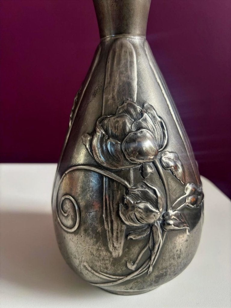 Kayserzinn Jugendstil vaas ca. 1895/1905 – Art Nouveau, Ophalen of Verzenden