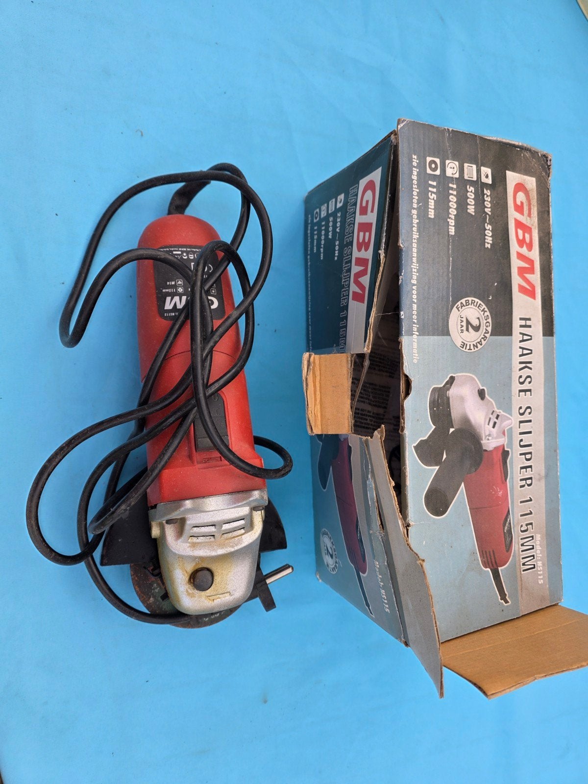 GBM Haakse Slijper 115MM - 500W, Ophalen of Verzenden, Gebruikt, Minder dan 700 watt, Haakse handslijpmachine