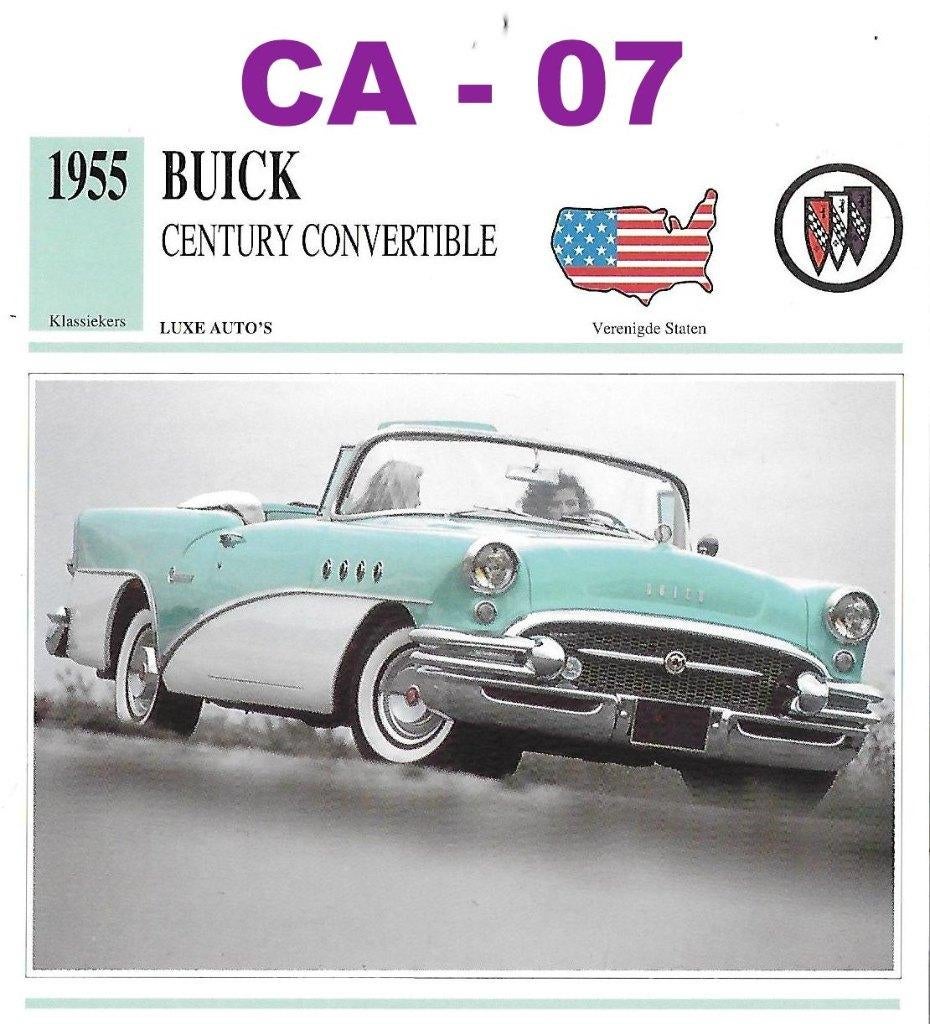 Ca7 Autokaart Buick Century Convertible ( 1955 ), Ophalen of Verzenden, Zo goed als nieuw, Auto's