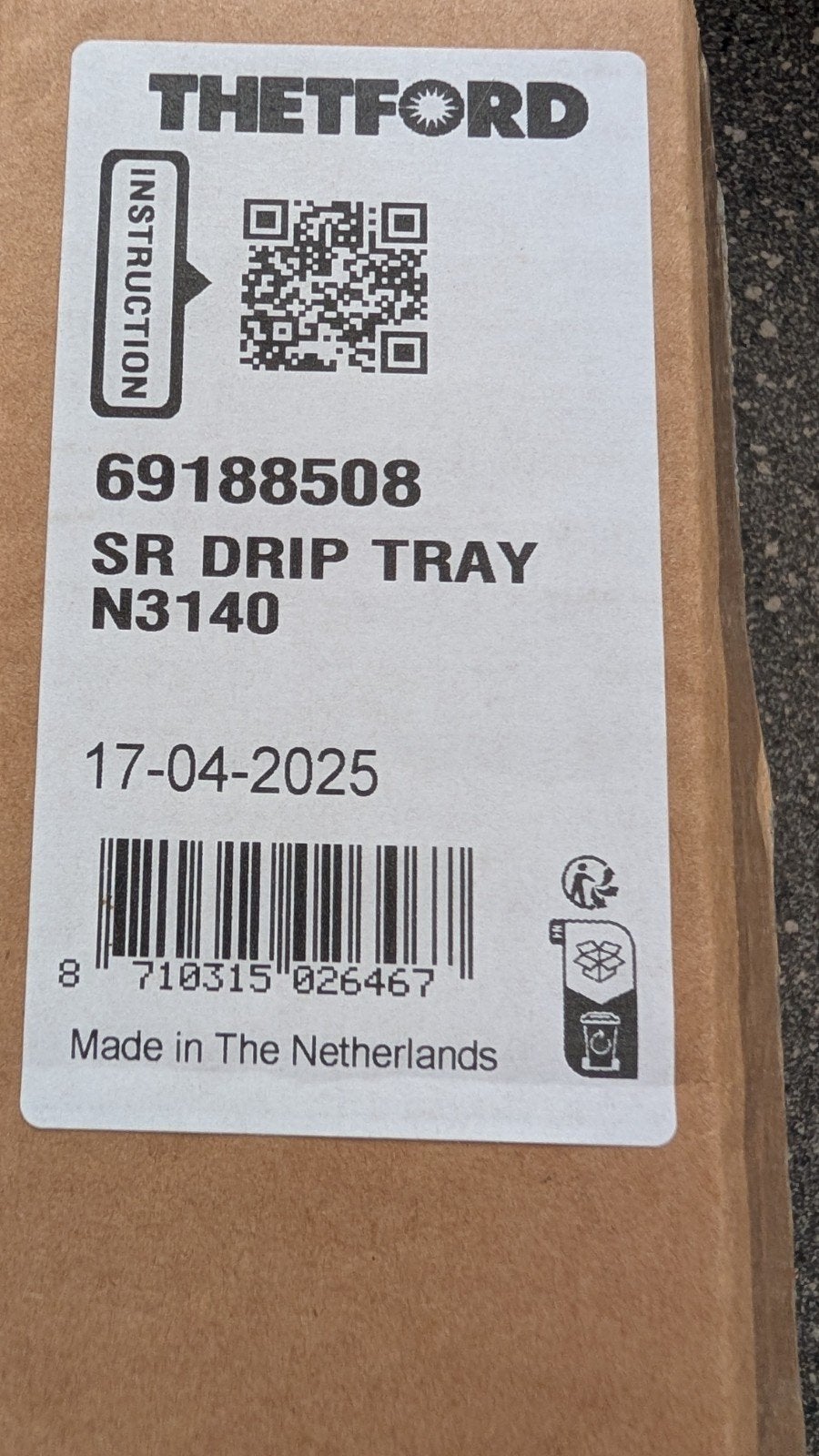 Thetford  koelkast SR Drip Tray N3140 - Nieuw in doos, Ophalen of Verzenden, Nieuw