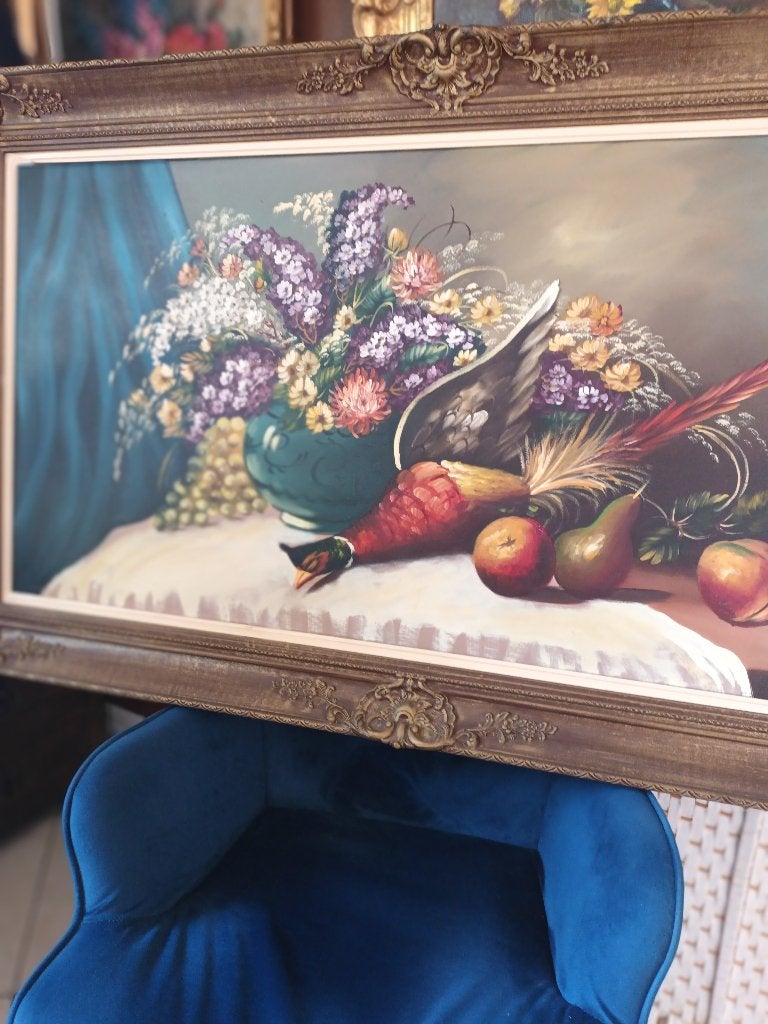 Schilderij jacht tafereel,  groot,  zeer mooi, Ophalen, Vintage, Gesigneerd, Stilleven