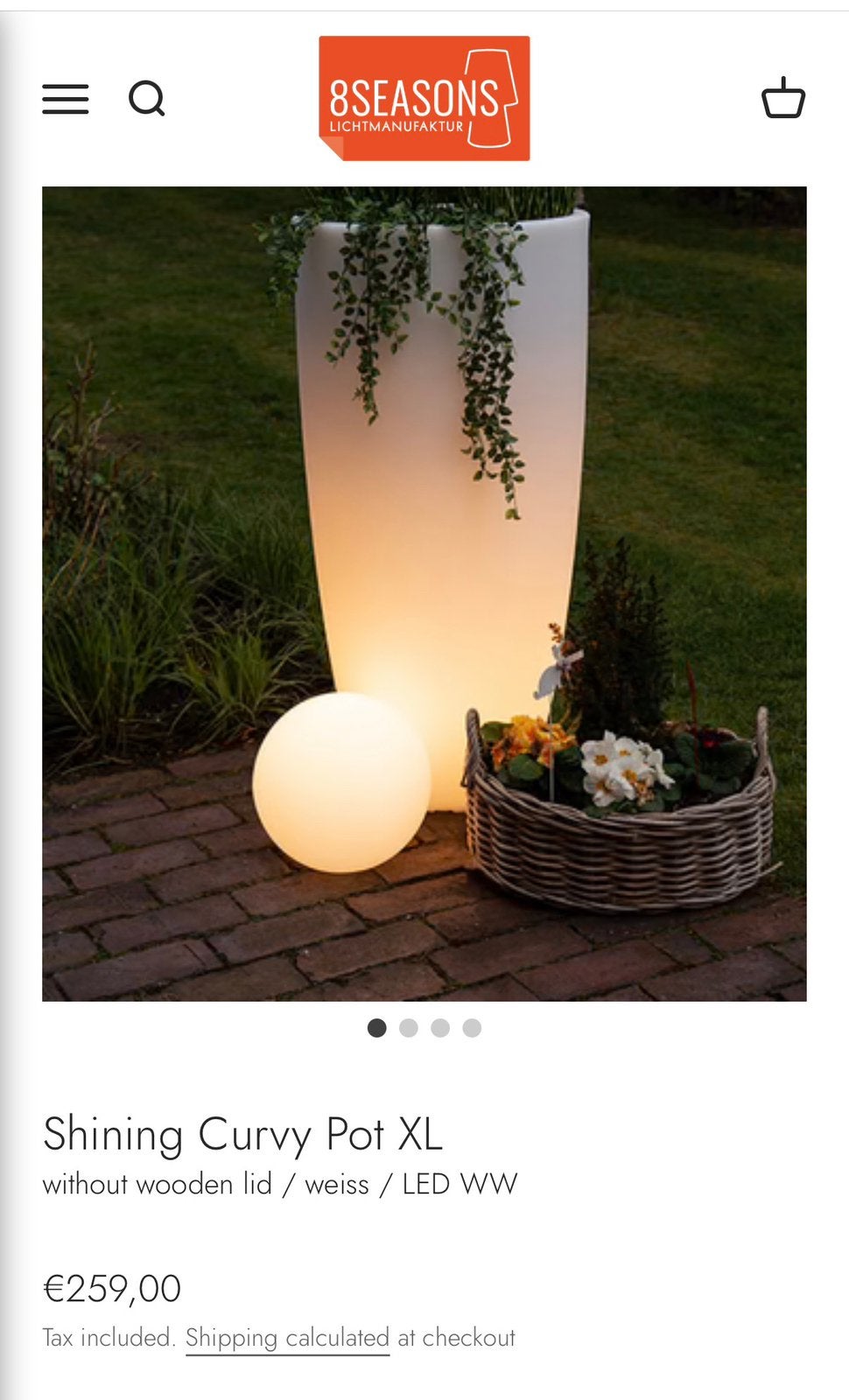 8 seasons design bloempot XL met verlichting, Tuin en Terras, Buitenverlichting, Ophalen, Kunststof, Minder dan 50 watt, Staande lamp